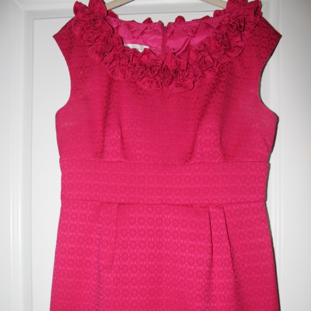 Hot Pink + Ruffled Neckline!  Just add pearls